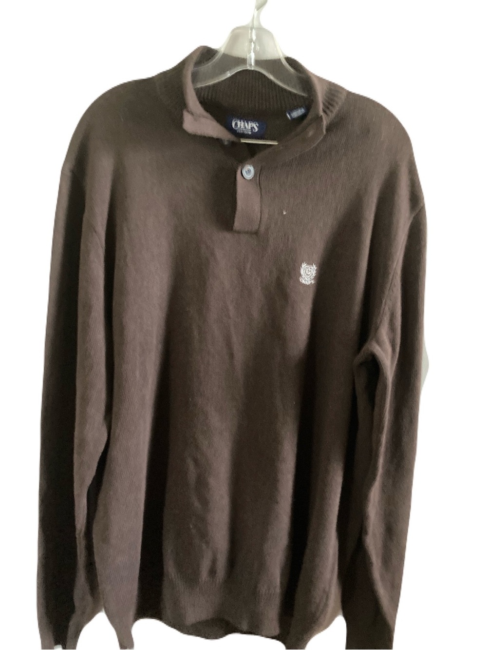 Chaps Men's Brown Zip-Up Knit Pullover